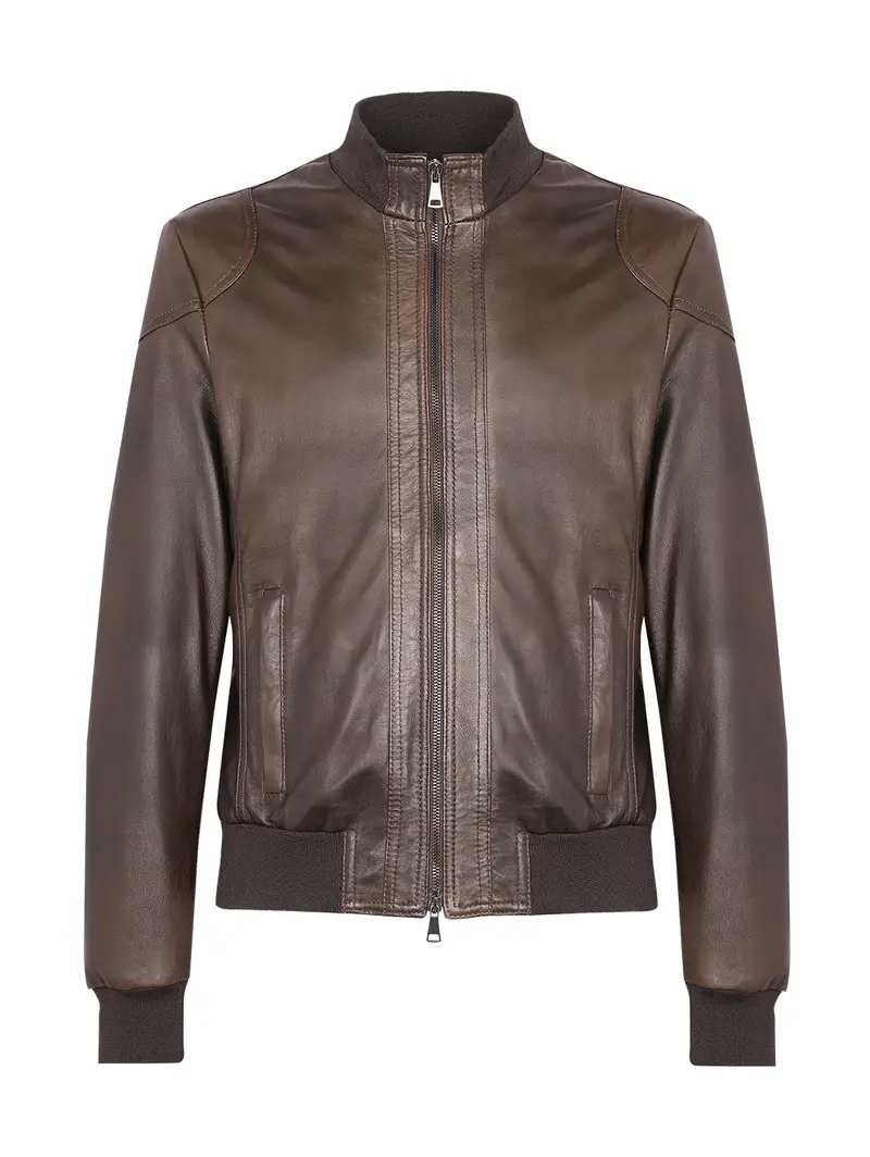 Pierotucci Bomber In Pelle Marrone Eu