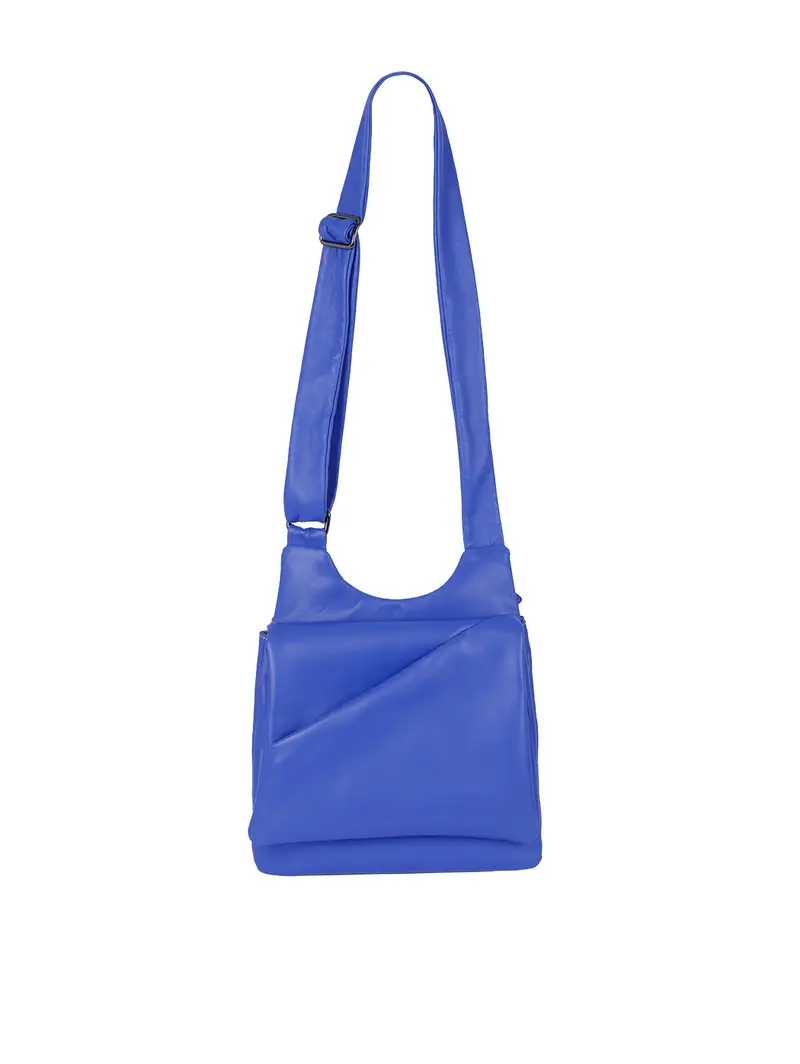 Pierotucci Borsa In Pelle Con Pattina Asimmetrica Blu