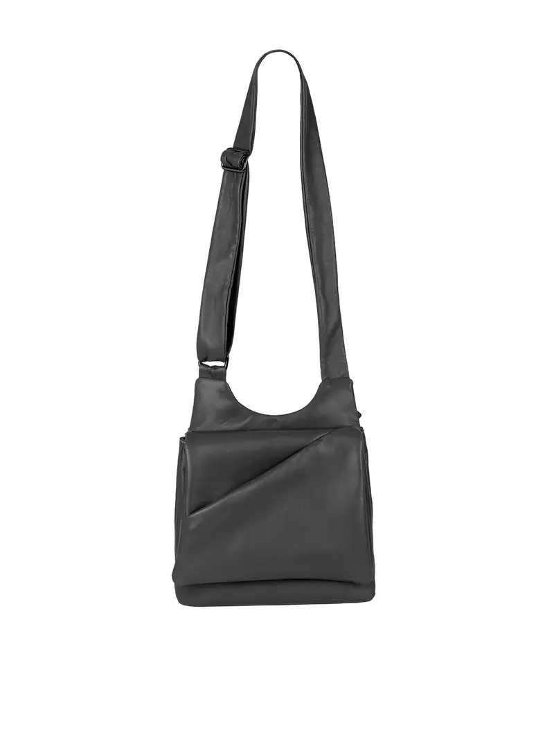 Pierotucci Borsa In Pelle Con Pattina Asimmetrica Nera Nero