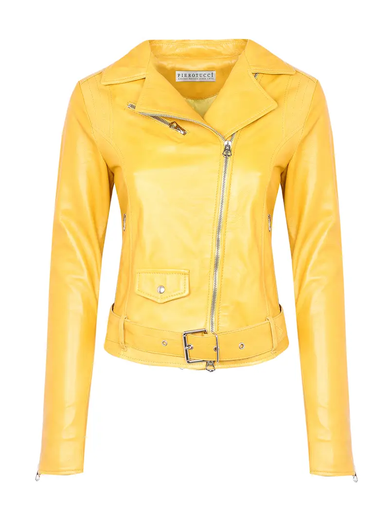Pierotucci Chiodo Giallo In Pelle Con Cintura Eu