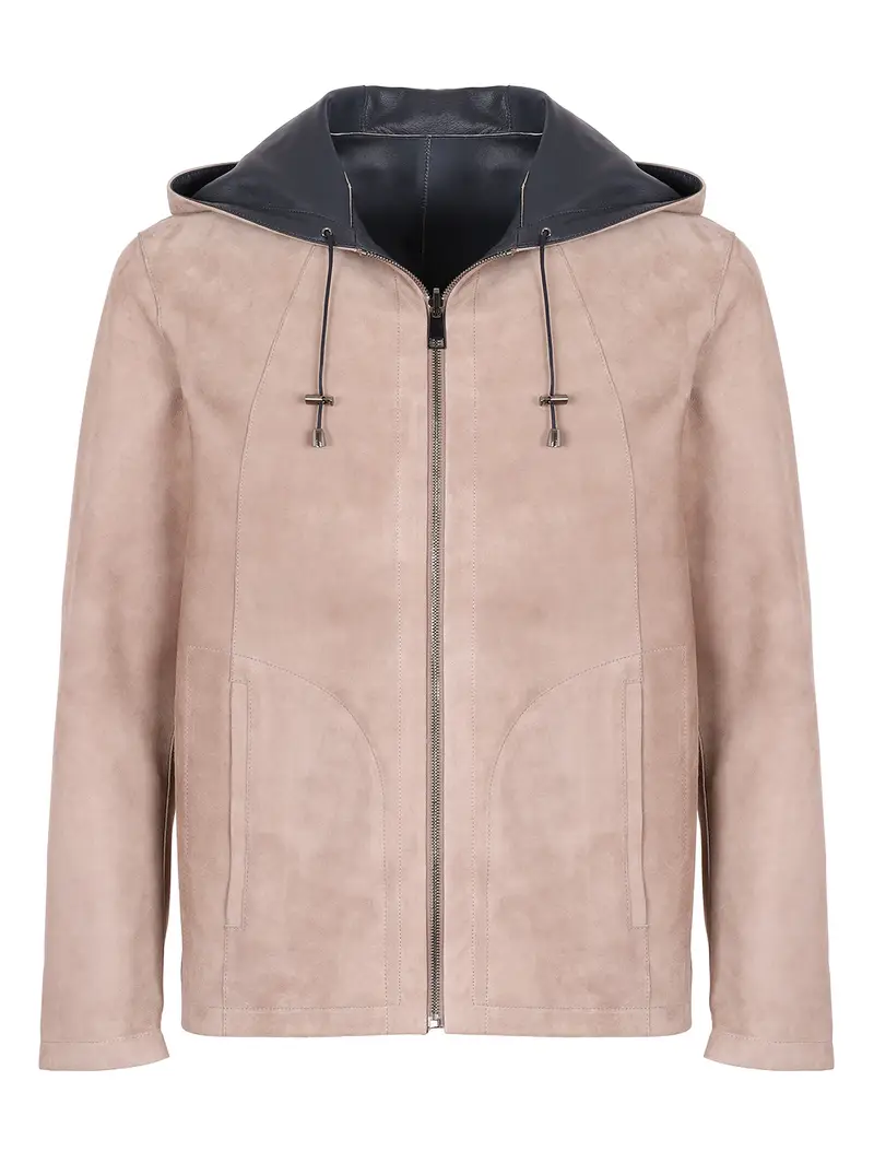 Pierotucci Giacca Classica Reversibile In Pelle Taupe-blu Beige Eu