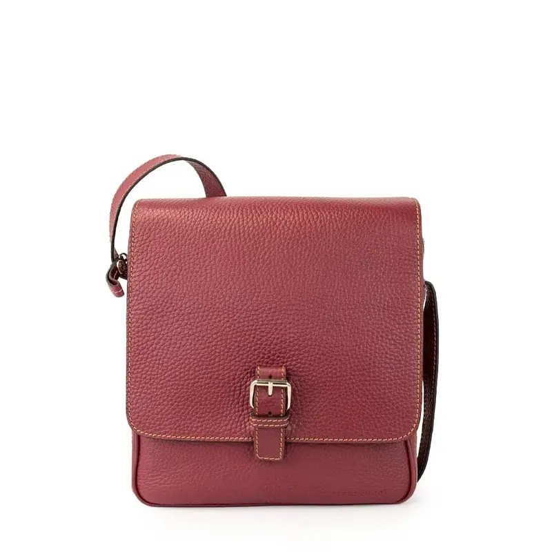 Pierotucci Messenger Bag In Pelle Italiana Bordeaux Rosso