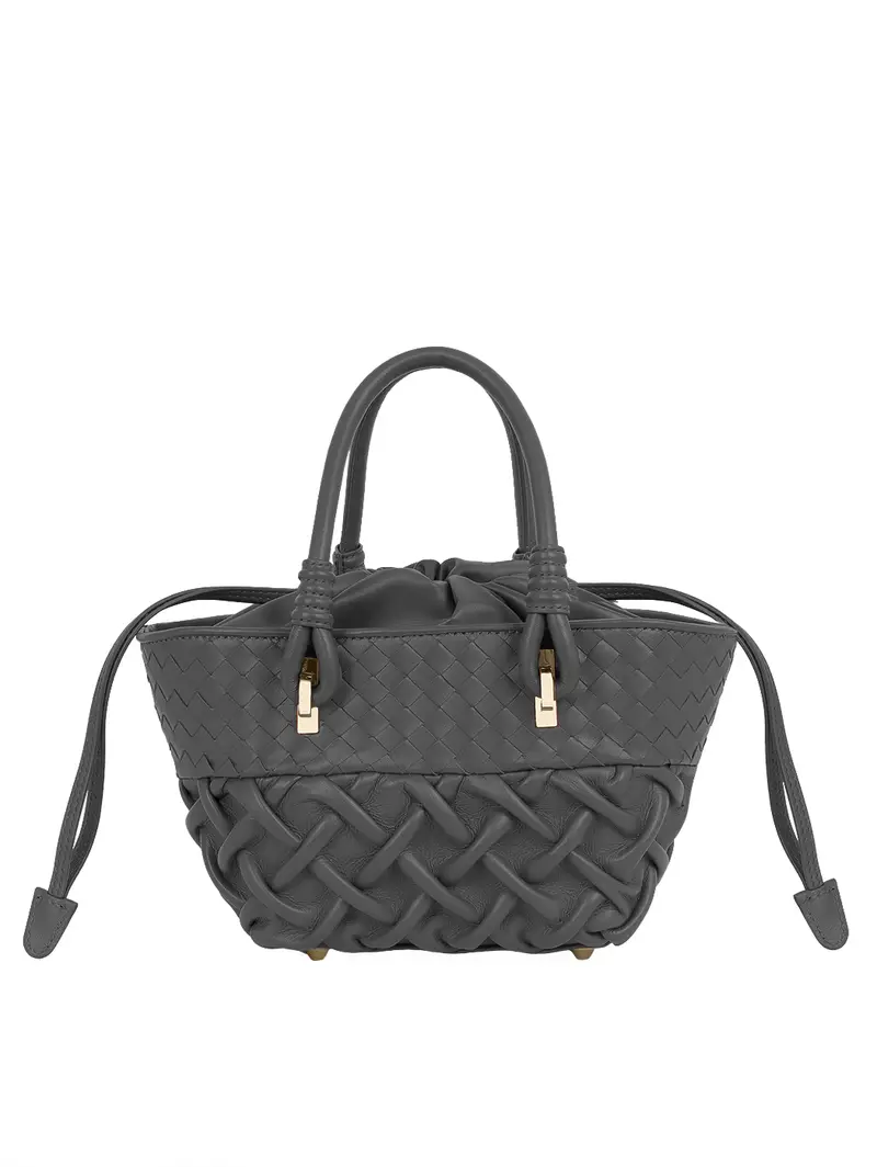 Pierotucci Poseidon Piccolo Secchiello In Pelle Intrecciata Nero