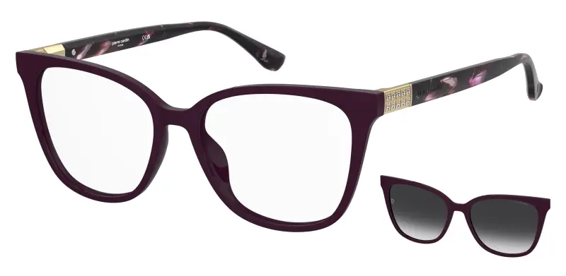 Pierre Cardin Donna P C 8550/C LHF/WJ Montature da vista Acetato Bordeaux Grigio Cat Eye Polarizzata Sfumato