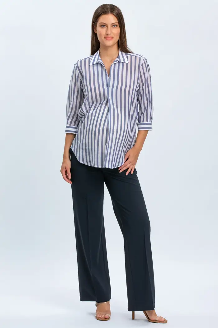 Pietro Brunelli Maternity CRISTIAN | Pantaloni Premaman Blu Scuro a Gamba Larga Navy