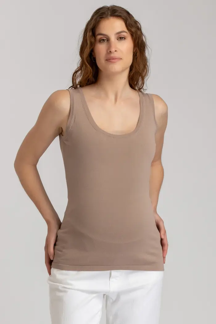 Pietro Brunelli Maternity MARETTIMO | Top Premaman Beige con Scollo Rotondo
