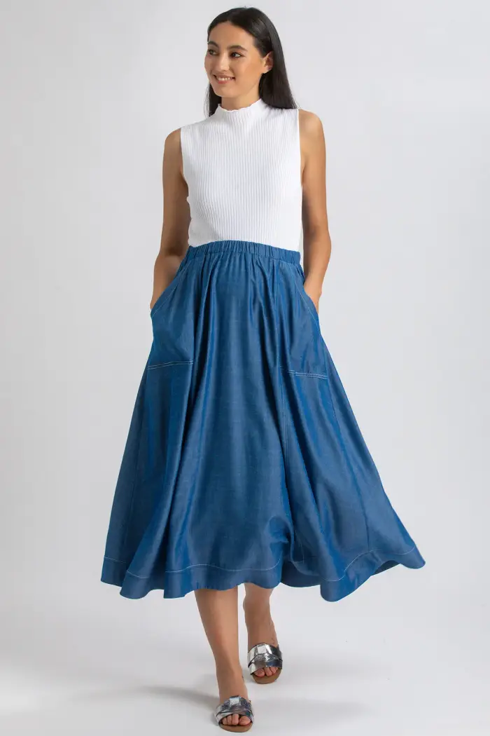 Pietro Brunelli Maternity ORTHENSIA | Gonna Premaman Midi con Tasche Blue