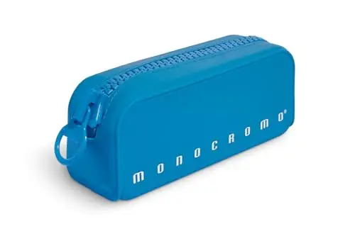 Pigna Astuccio Bustina in morbido Silicone, Monocromo FLUO con zippona, Colore Azzurro, Confezione 1 pezzo