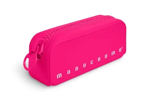 Pigna Astuccio Bustina in morbido Silicone, Monocromo FLUO con zippona, Colore Rosa, Confezione 1 pezzo