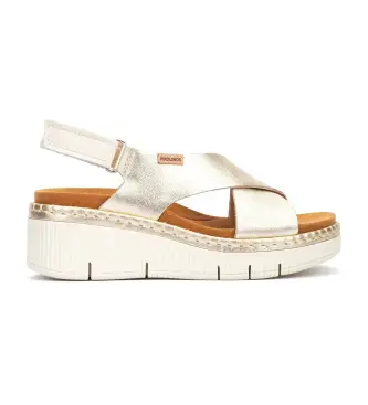 Pikolinos per donna W0K-0606CLC1 Sandali in pelle color argento Gomera, 5 a 8cm, Fibbia, Casual