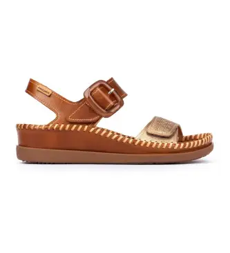 Pikolinos per donna W8K-0555C1 Sandali Cadaques in pelle marrone, 3 a 5cm, Fibbia, Casual