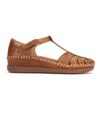 Pikolinos per donna W8K-0705 scarpe Cadaques in pelle marrone, 3 a 5cm, Velcro, Casual