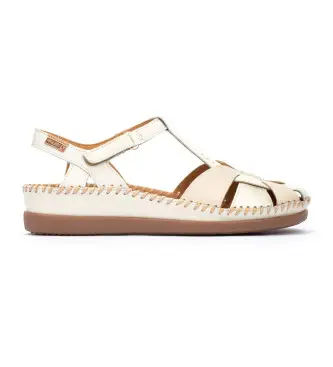 Pikolinos per donna W8K-0847C1 Sandali in pelle bianco sporco Cadaques, 3 a 5cm, Velcro, Casual