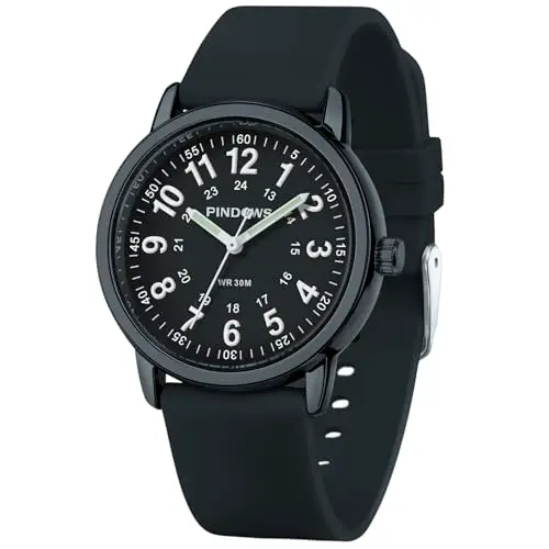 PINDOWS Orologi da polso analogici al quarzo da donna con cinturino in silicone per ragazze, signore, studentesse