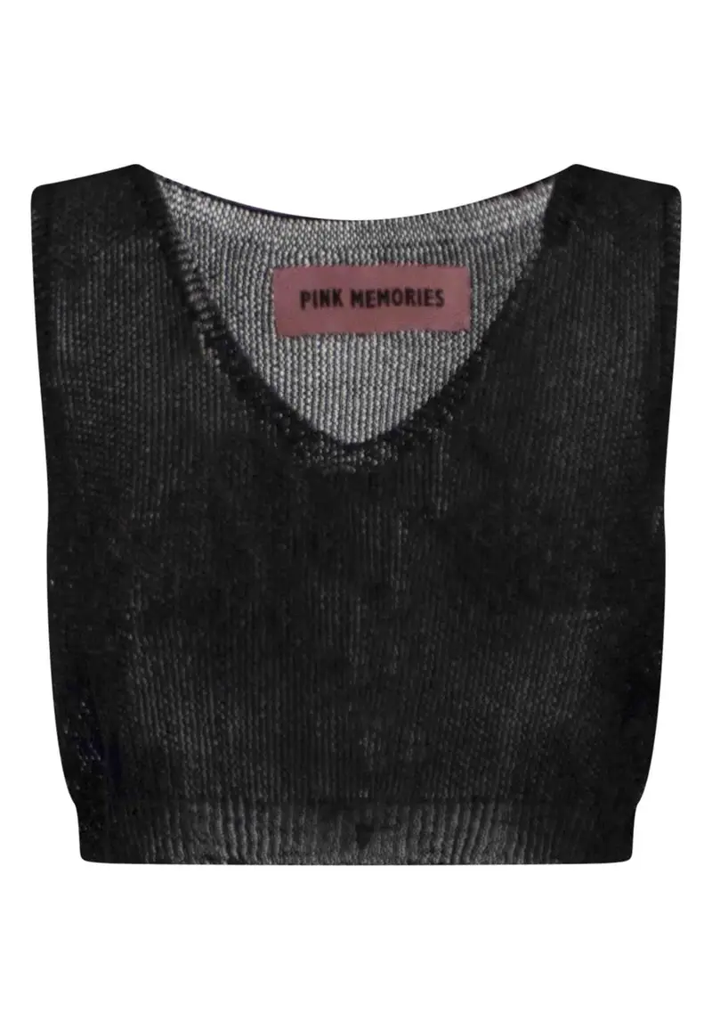 Pink Memories Top donna corto in lurex nero scollo a V Donna 11435