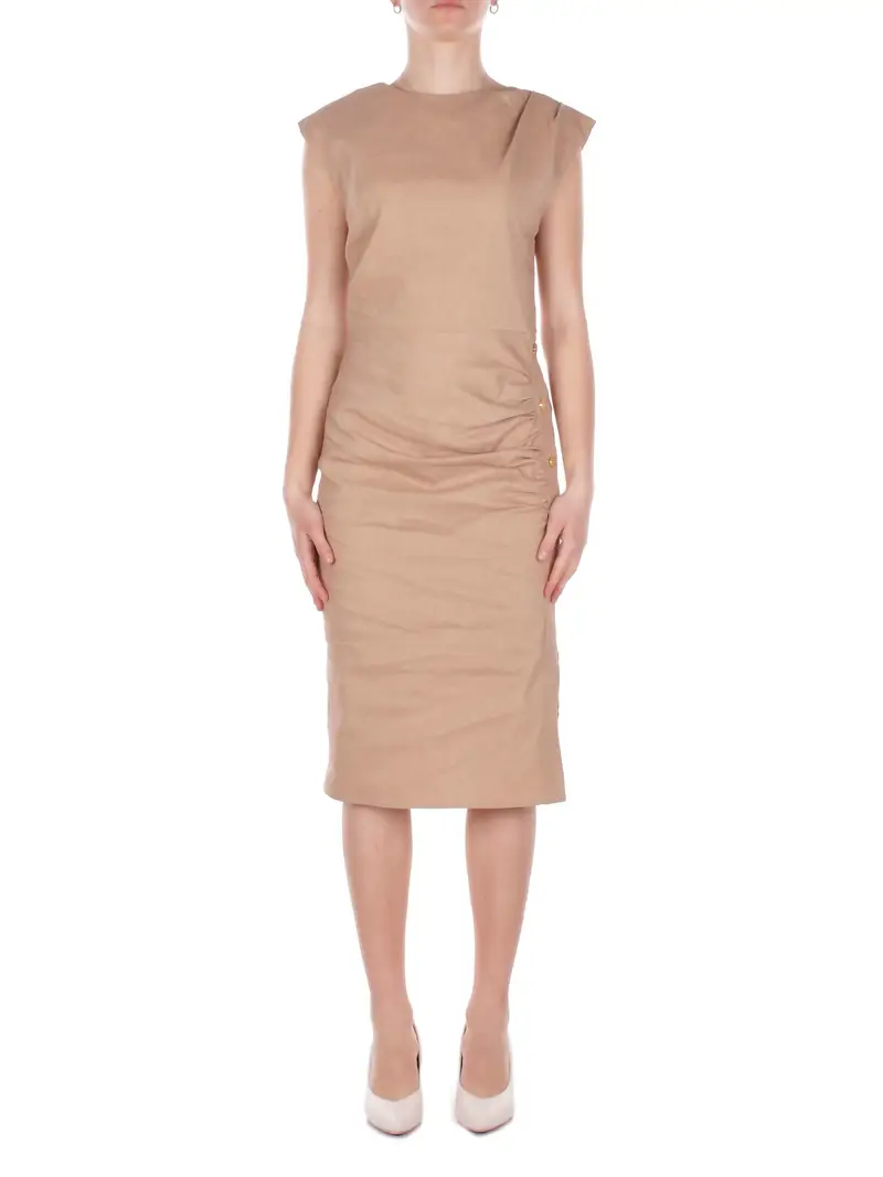 PINKO Abito Donna Beige Alissa abito lino stretch
