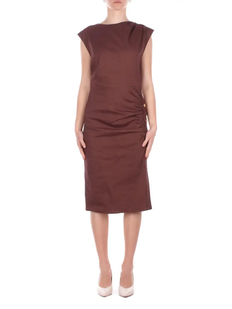 PINKO Abito Donna Marrone Alissa abito lino stretch