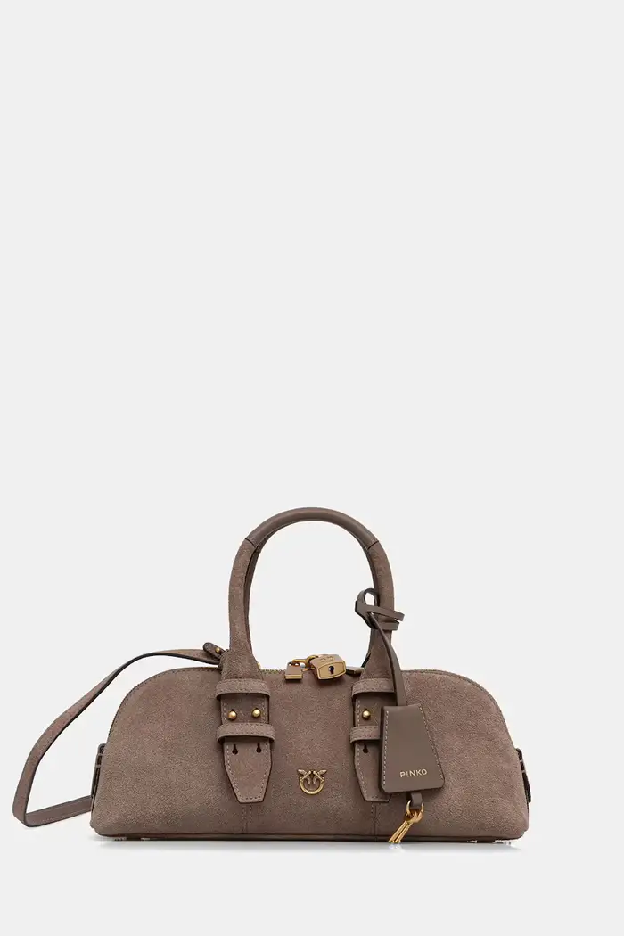 borsa baguette da donna in camoscio Beige
