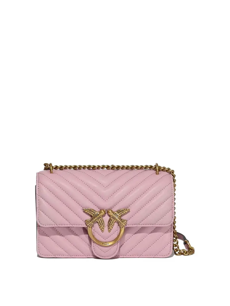 Pinko Borsa Mini Love One Chevron Rosa Oro