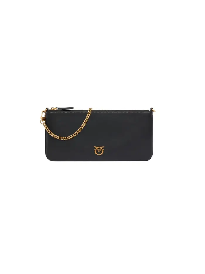 pinko borse a spalla donna - horizontal flat vitello seta - nero BLACK