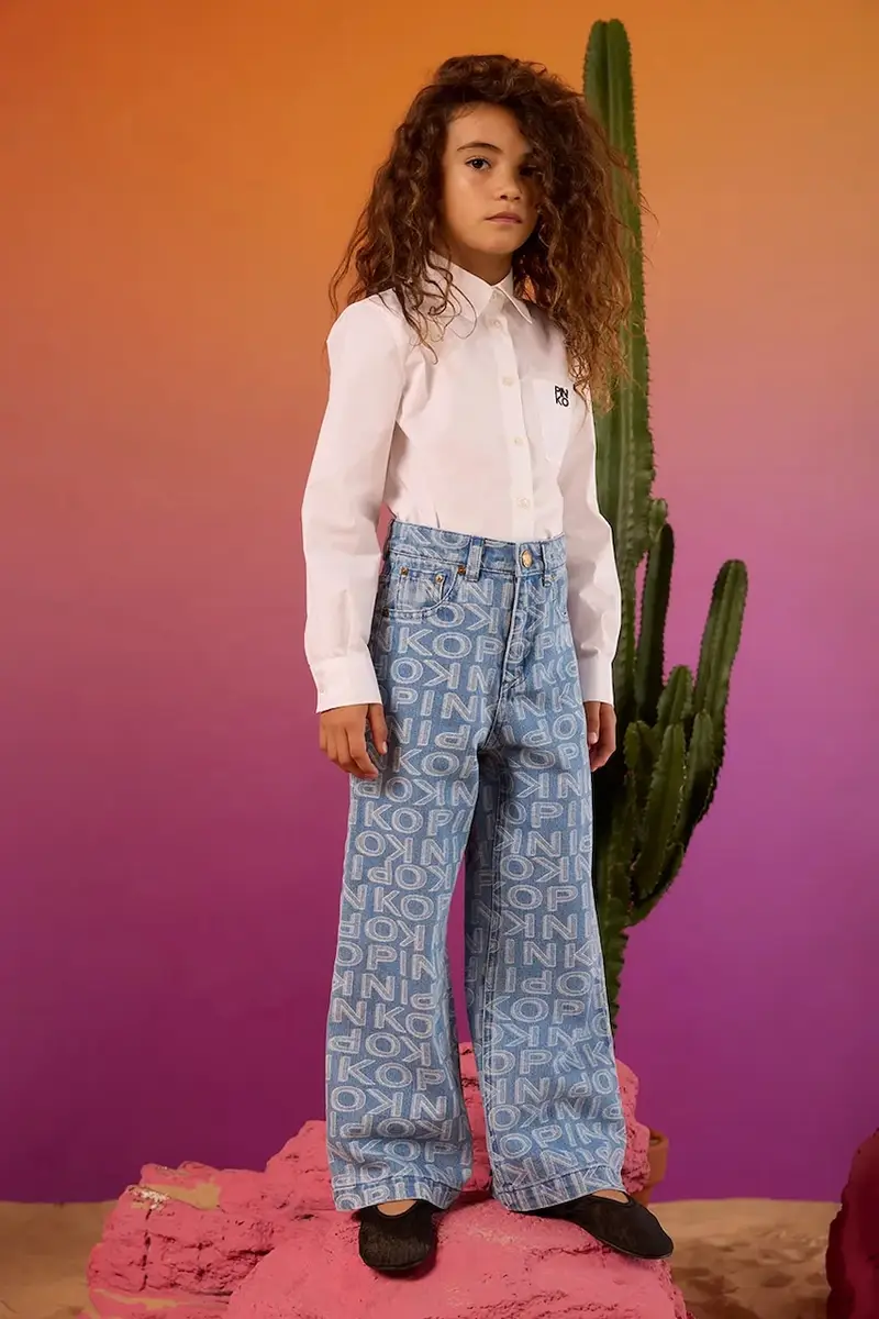 pinko camicia di cotone per bambini colore bianco KFCA003.0.CA015