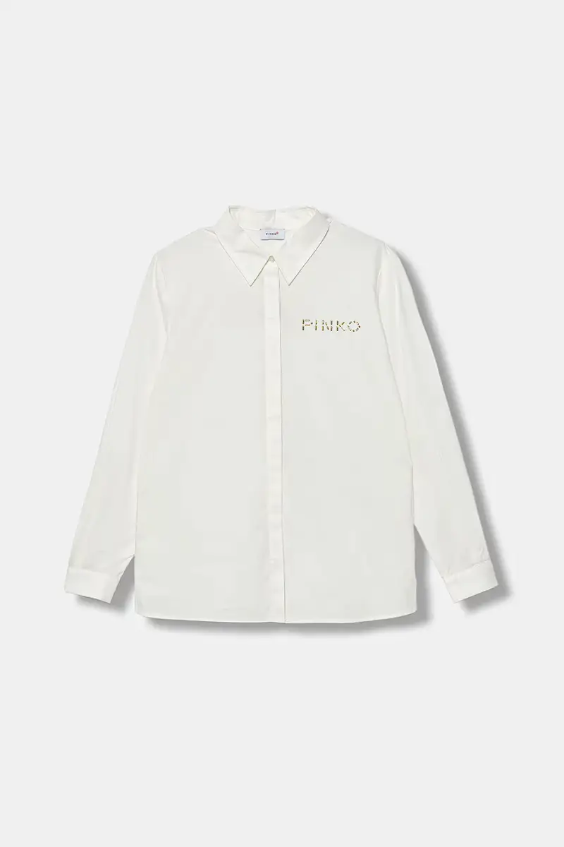 pinko camicia di cotone per bambini colore bianco KFCA016.C.CA024