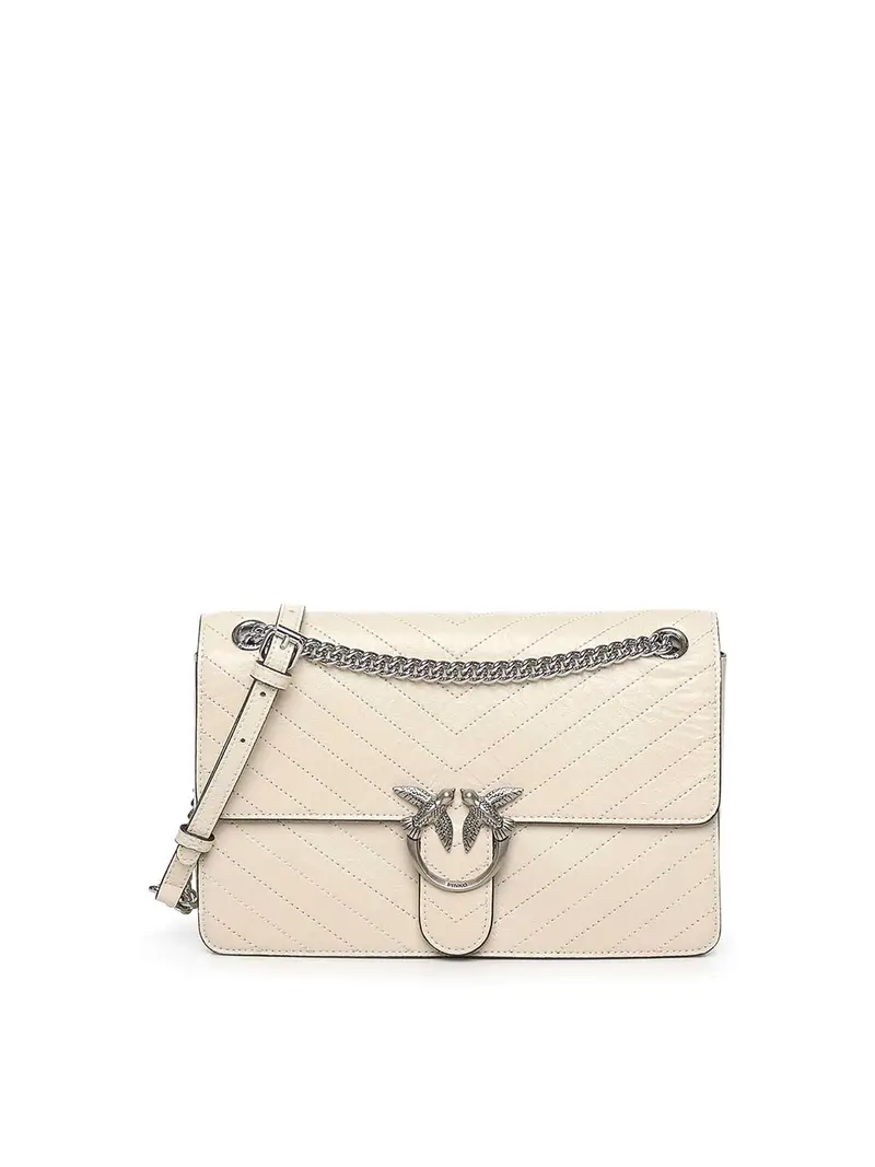 Pinko Love Bag One In Pelle Chevron Bianco
