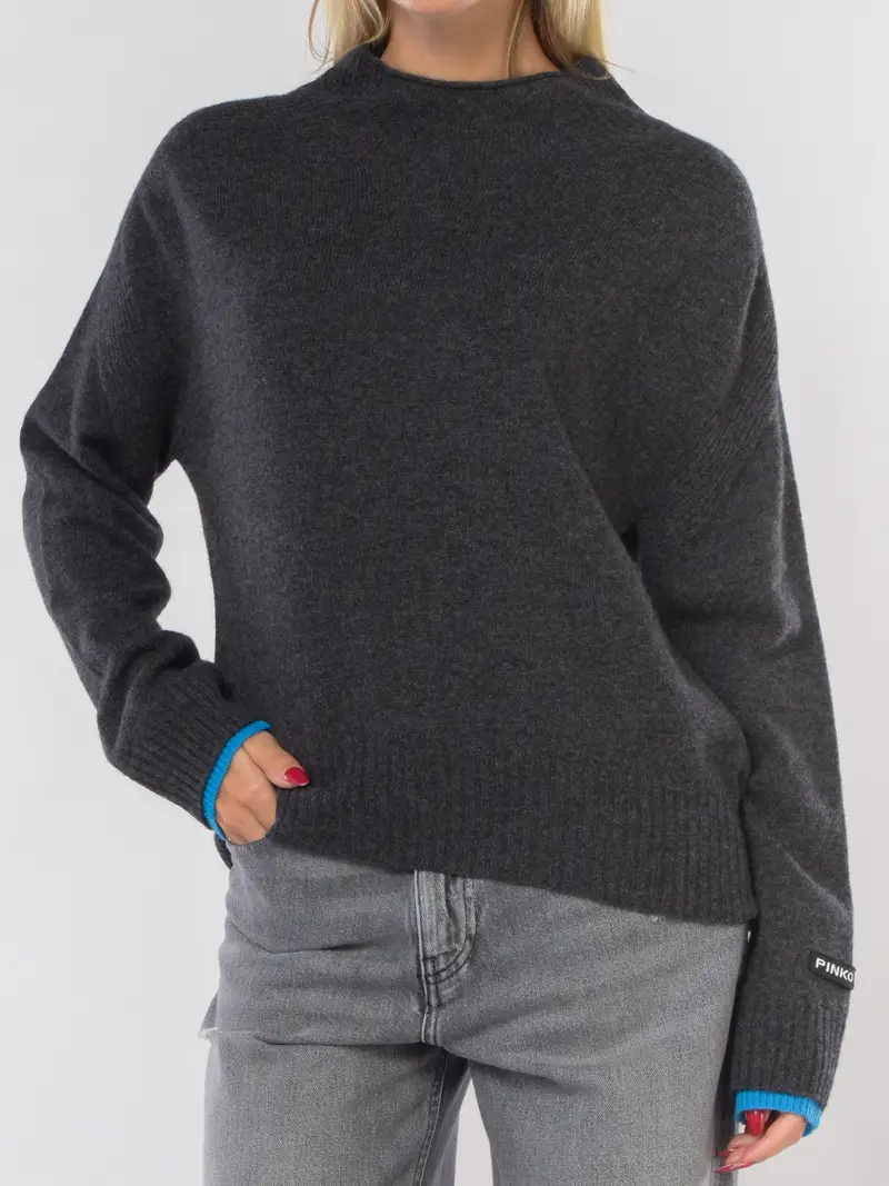 PINKO maglia da donna in lana e cachemire con doppio polso Grigio