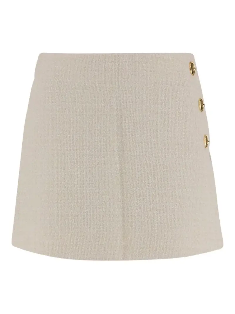 pinko Minigonna bianca con bottoni dorati e spacco laterale Bianco