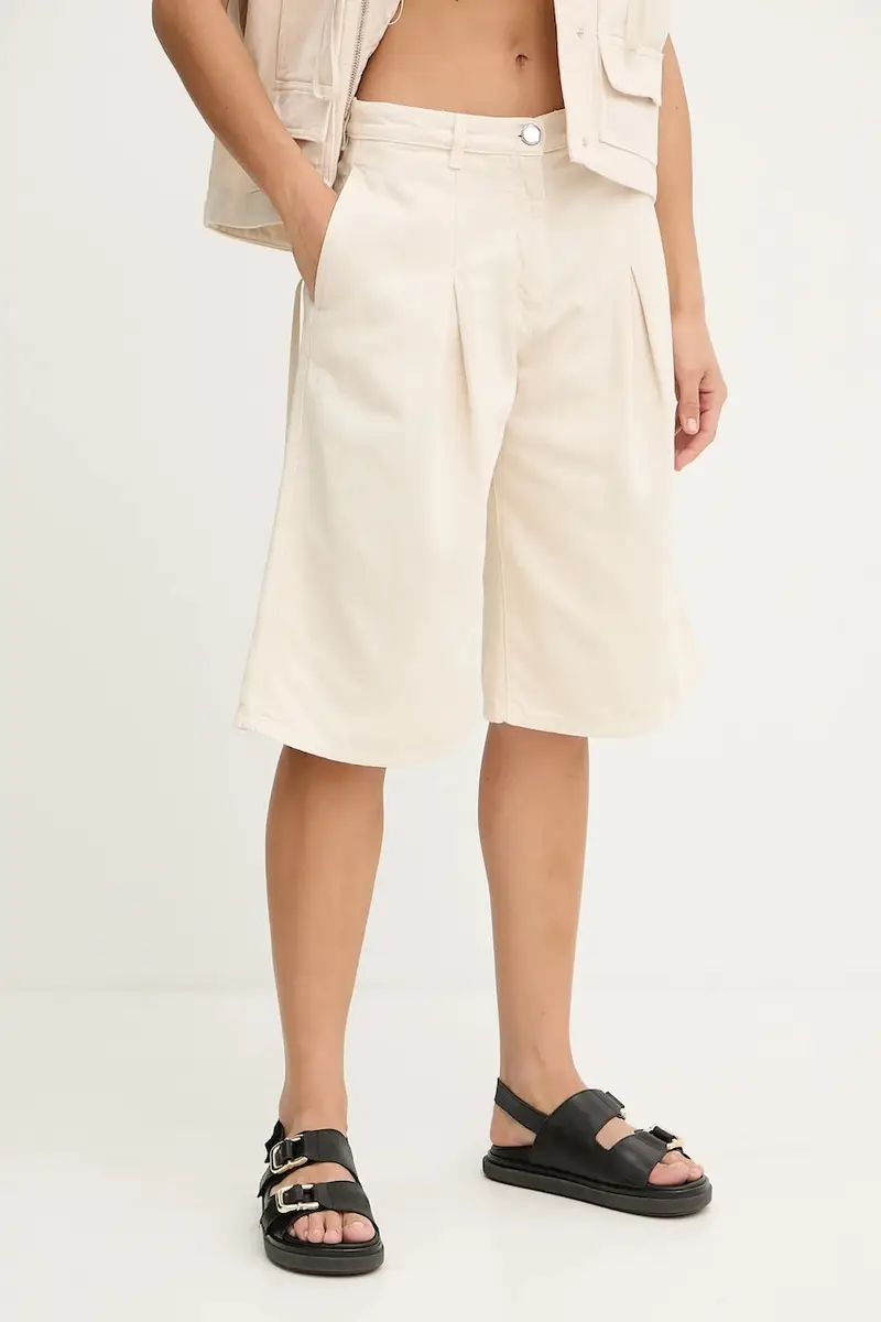 pinko pantaloncini in cotone donna colore beige 105245 A2M8