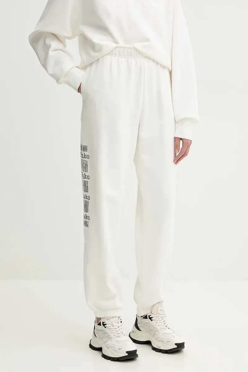 pinko pantaloni della tuta di cotone donna colore bianco 104790 A2CV