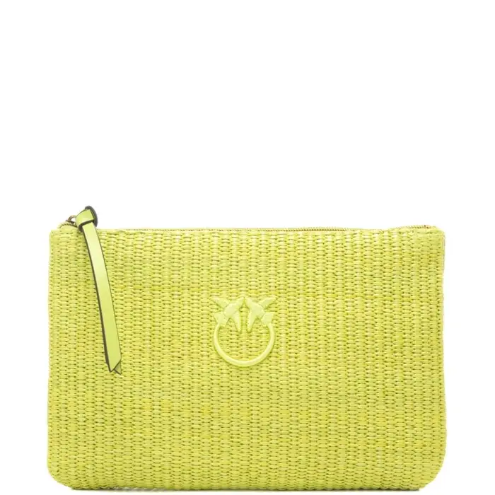 pochette da donna in tessuto intrecciato verde mela