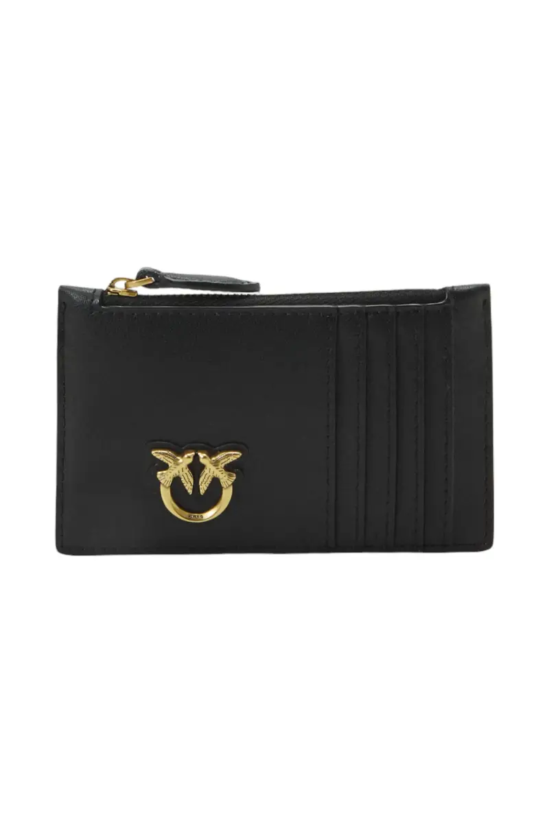 pinko Portacarte Donna 100251A0F1 Nero/oro antico BLACK