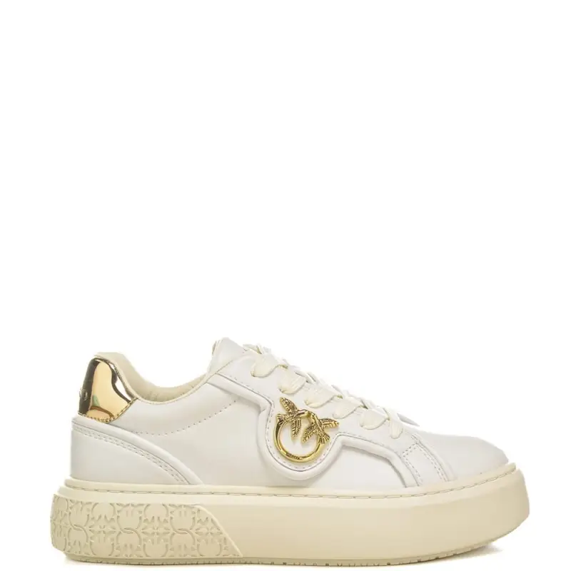 Pinko sneakers da donna in vera pelle con retro laminato bianche