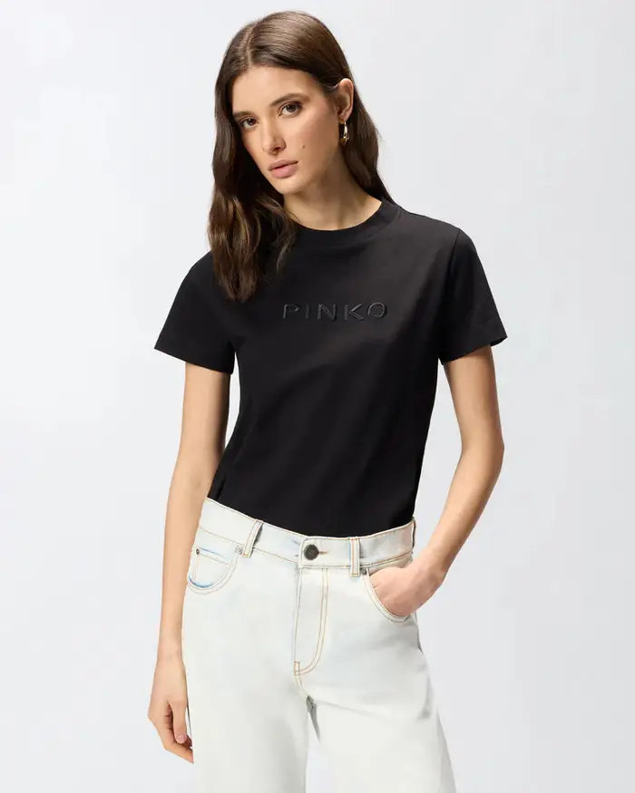 START T-SHIRT JERSEY PATCH RICAMO FW25 NERO LIMOUSINE