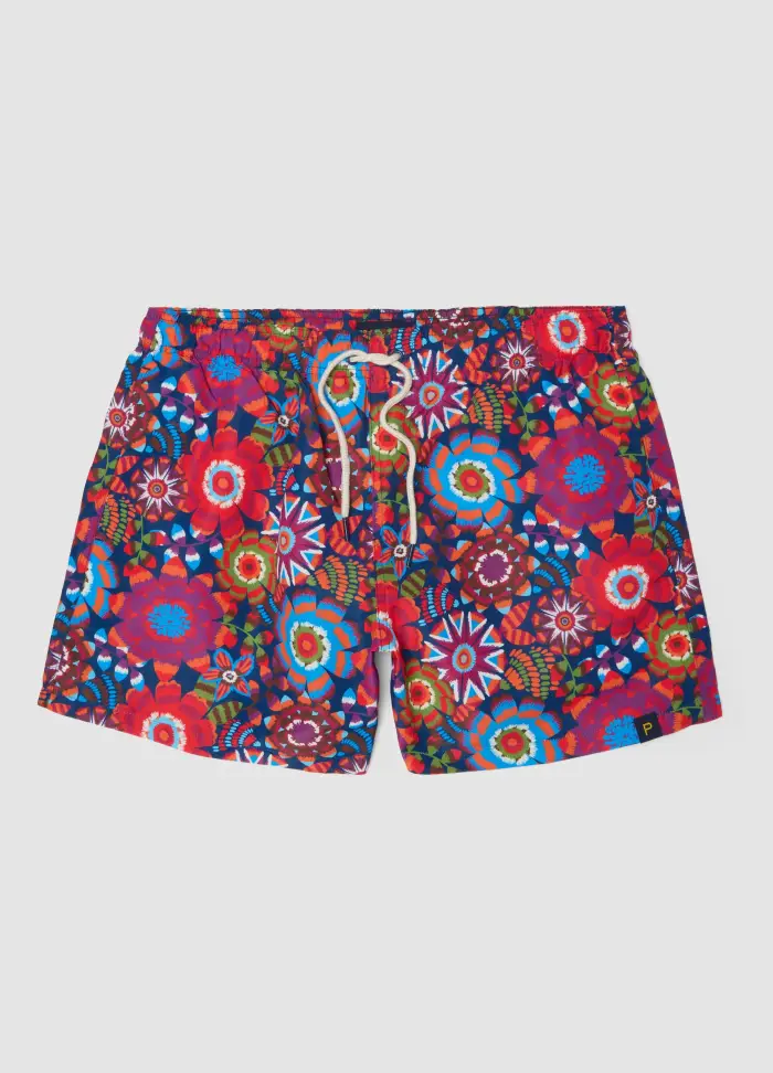 PIOMBO Boxer Mare Multicolor Con Fantasia Floreale E Coulisse, Uomo, Multicolor