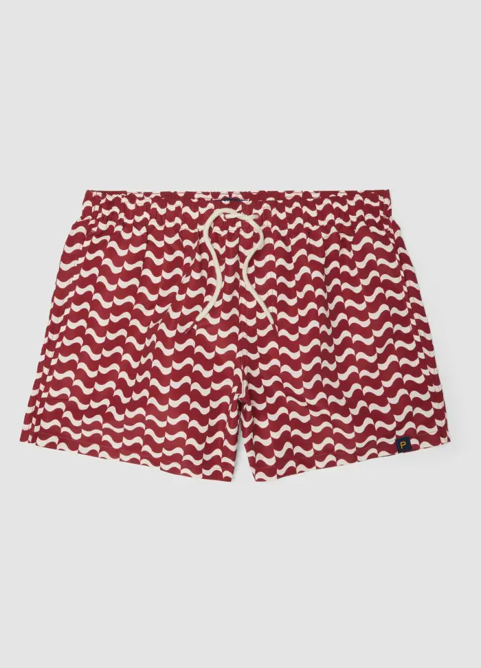 PIOMBO Boxer Mare Rosso Con Fantasia Ondulata, Uomo, Rosso