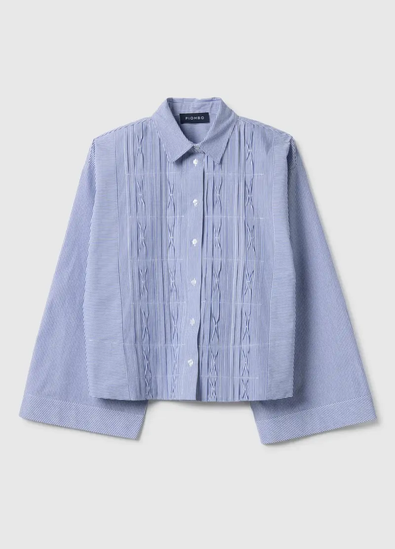 PIOMBO Camicia In Puro Cotone A Righe Multicolor Oversize Fit Con Pieghe, Donna, Multicolor