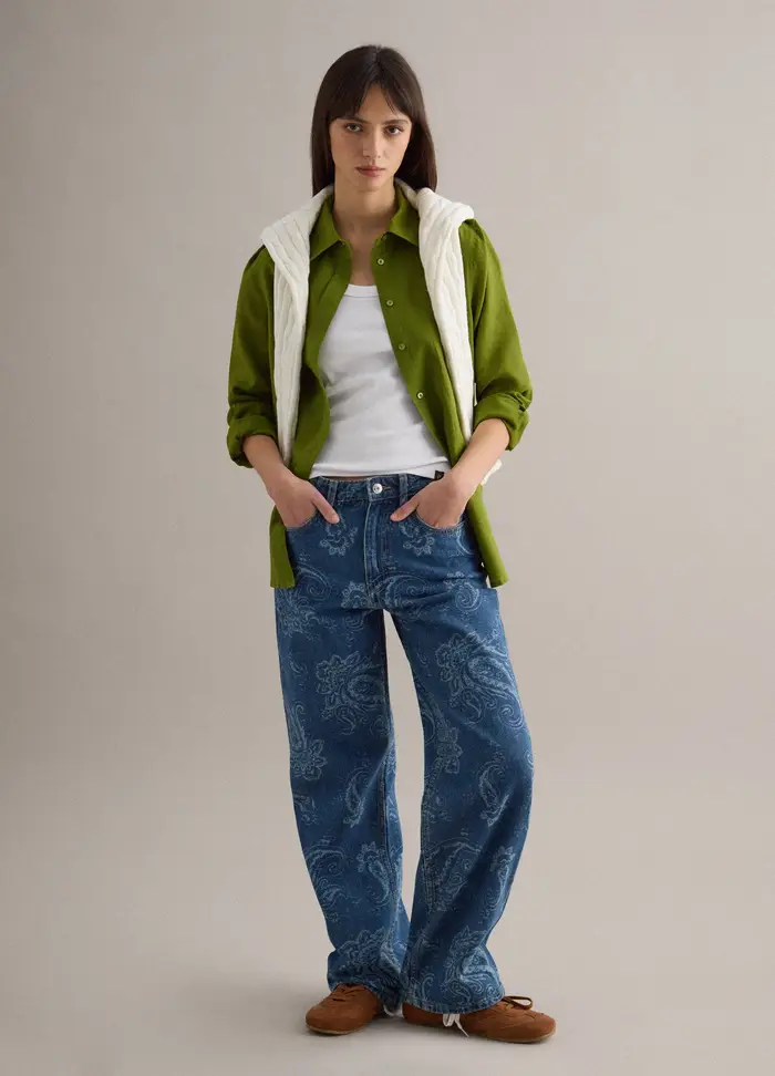 Camicia In Puro Lino Verde Regular Fit, Donna, Verde