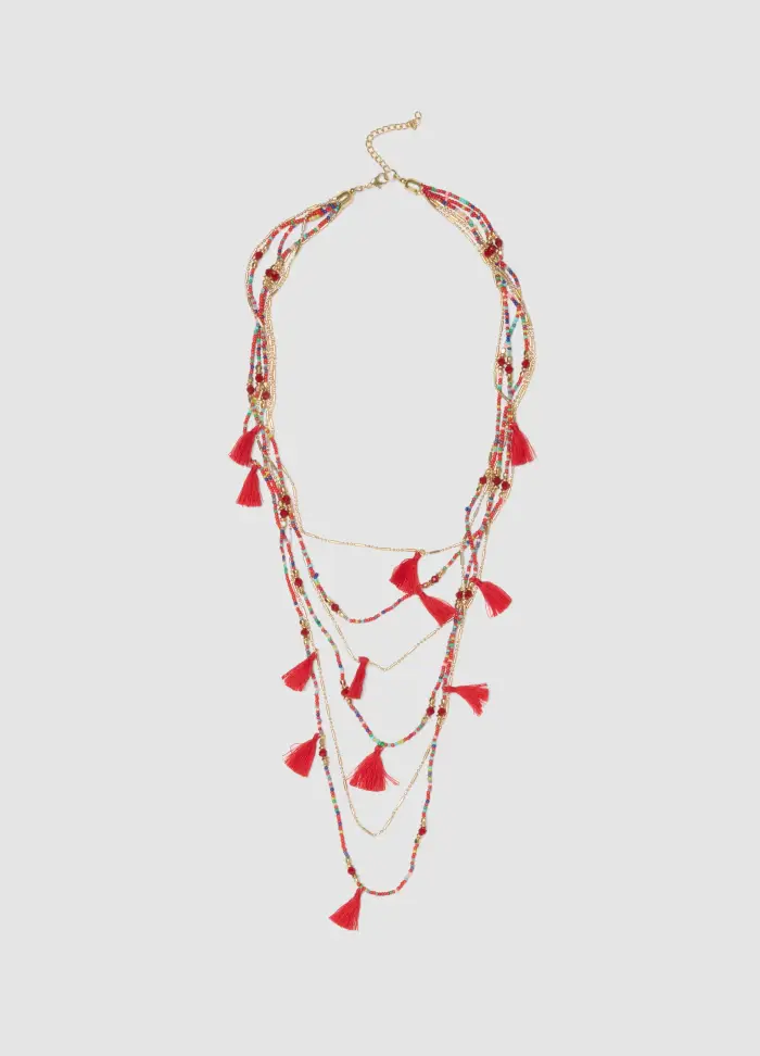 PIOMBO Collana Multicolor Con Nappine Rosse, Donna, Multicolor, SIZE
