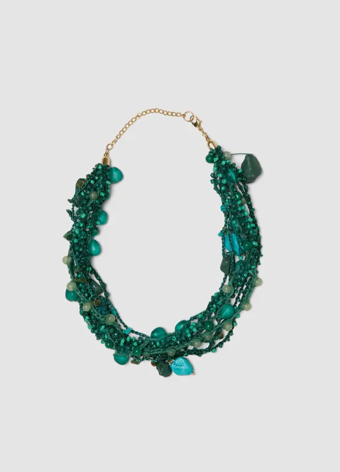 PIOMBO Collana Multifilo Con Pietre Verdi, Donna, Verde, SIZE