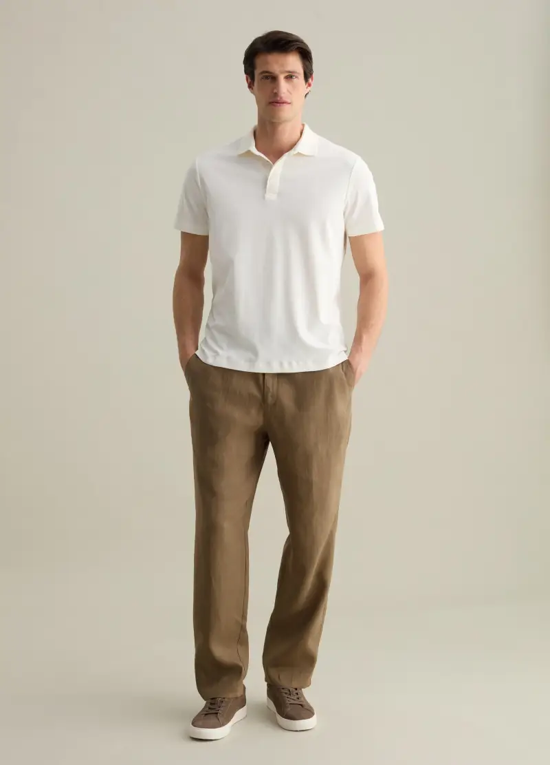 Piombo Contemporary Pantaloni In Lino Contemporary, Uomo, Beige