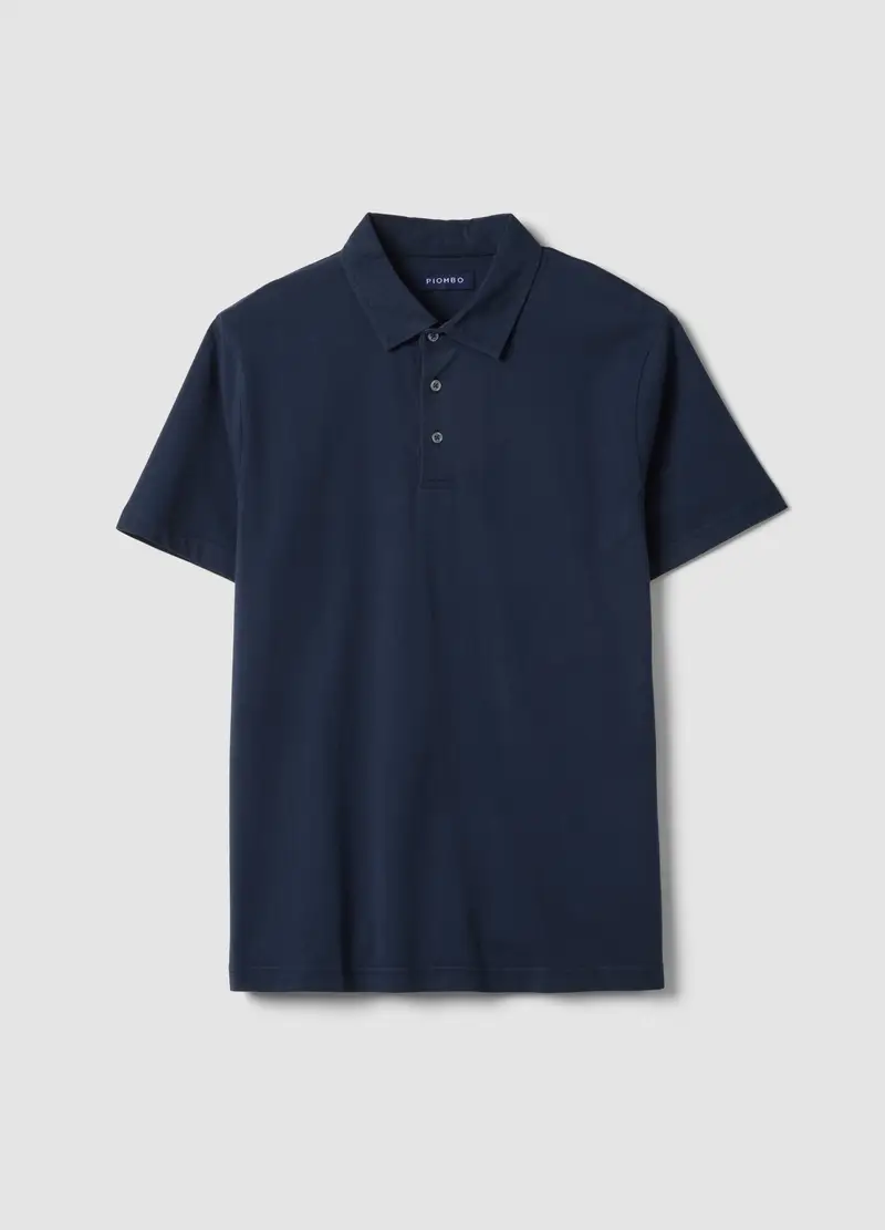 Piombo Contemporary Polo Blu A Maniche Corte In Puro Cotone Regular Fit, Uomo, Blu