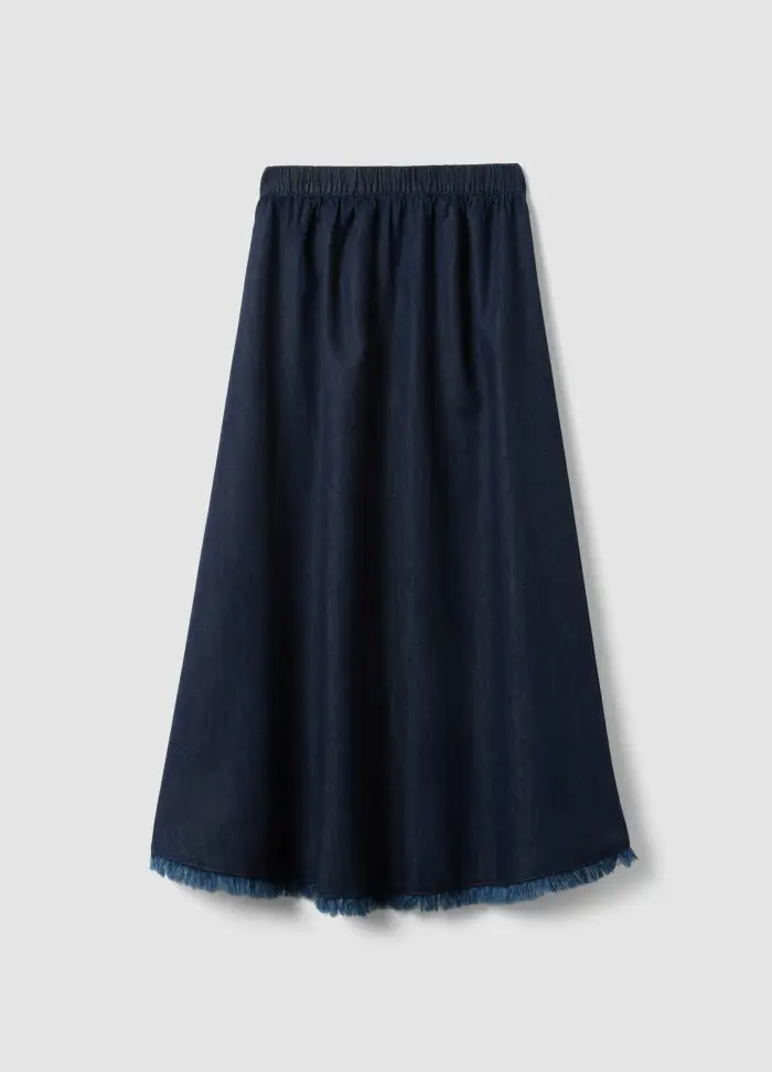 PIOMBO Gonna Lunga Blu In Misto Cotone, Lino E Viscosa, Donna, Blu