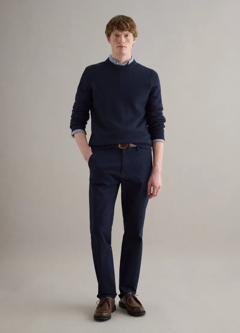 PIOMBO Maglione Girocollo In Puro Cotone Blu Regular Fit, Uomo, Blu