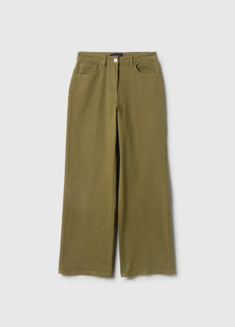 PIOMBO Pantaloni Chino In Cotone Elasticizzato Verde Regular Fit, Donna, Verde