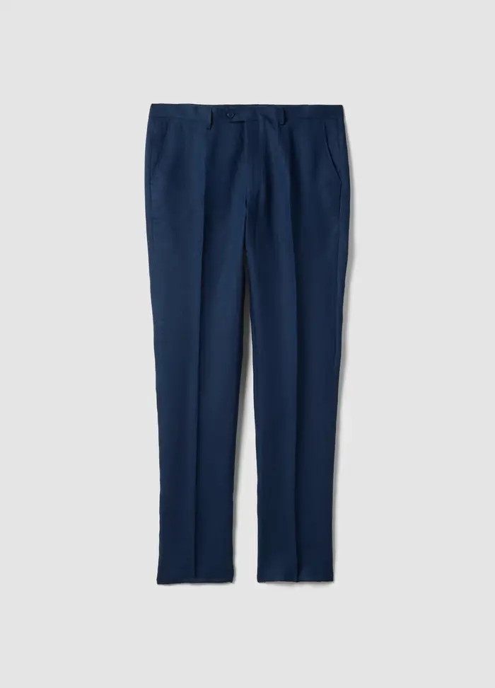 PIOMBO Pantaloni Formali In Puro Lino Blu Slim Fit, Uomo, Blu