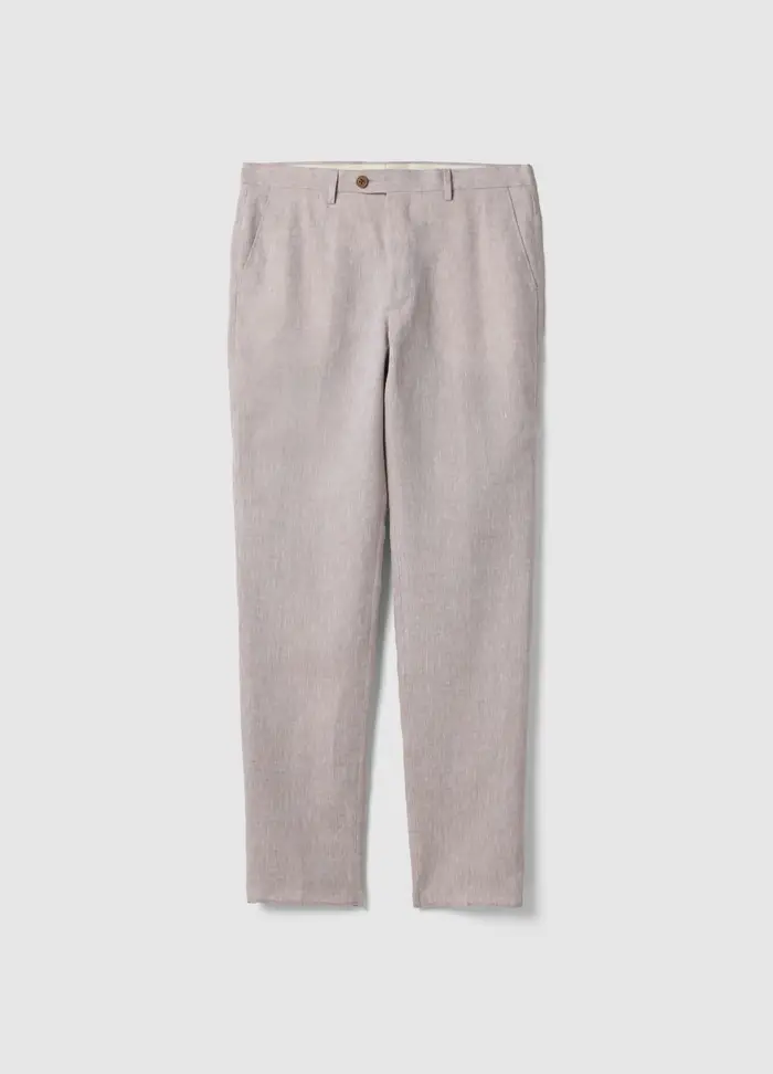 PIOMBO Pantaloni In Puro Lino Beige Slim Fit, Uomo, Beige