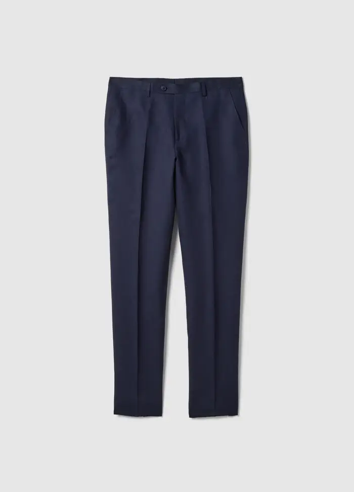 PIOMBO Pantaloni In Puro Lino Blu Slim Fit, Uomo, Blu