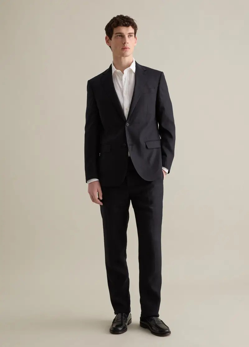 PIOMBO Pantaloni Slim Fit In Lino, Uomo, Nero